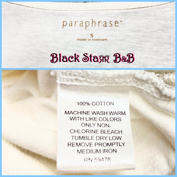 White cotton half button down 3/4” sleeve sweater cardigan by Paraphrase. Sz Sm - Picture 8 of 8